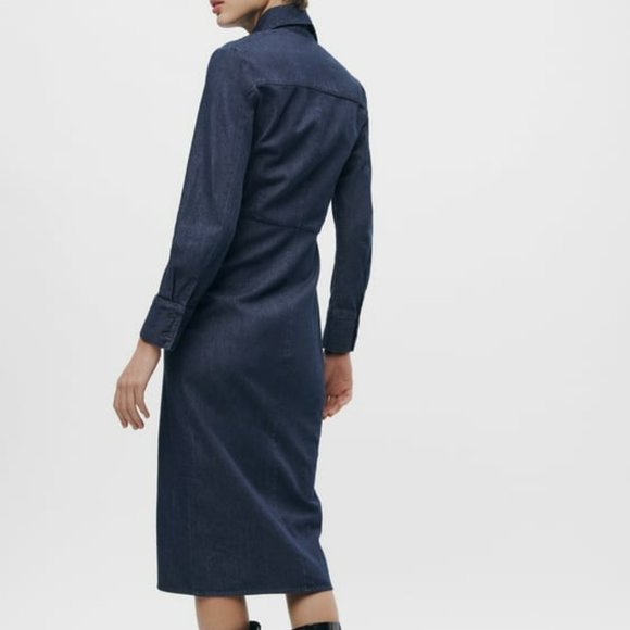 NWT ZARA ZIPPERED DENIM DRESS ZW COLLECTION Sz M - Picture 6 of 10